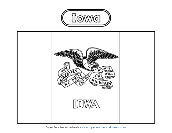 Flags & Seals - Iowa Flag Coloring Page (Printable PDF Worksheet)
