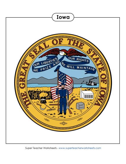 Flags & Seals - Iowa State Seal (Full-Color Version) (Printable PDF Worksheet)