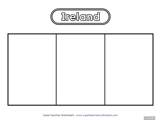 Flag - Irish Flag (Black & White) (Printable PDF Worksheet)