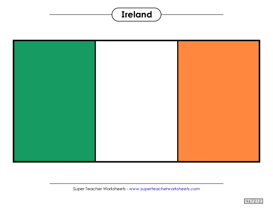 Flag - Irish Flag (Full Color) (Printable PDF Worksheet)