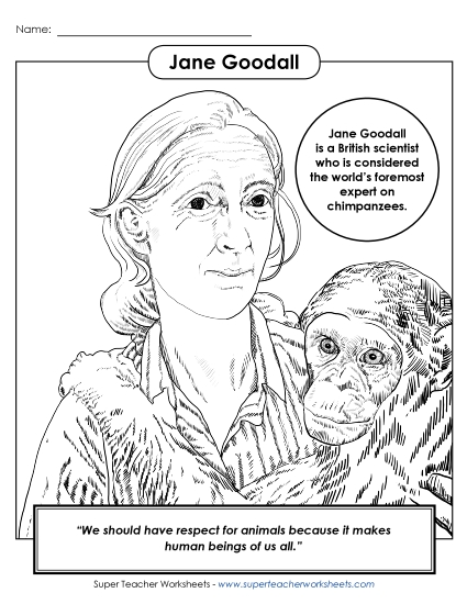 Jane Goodall (Printable PDF Worksheet)