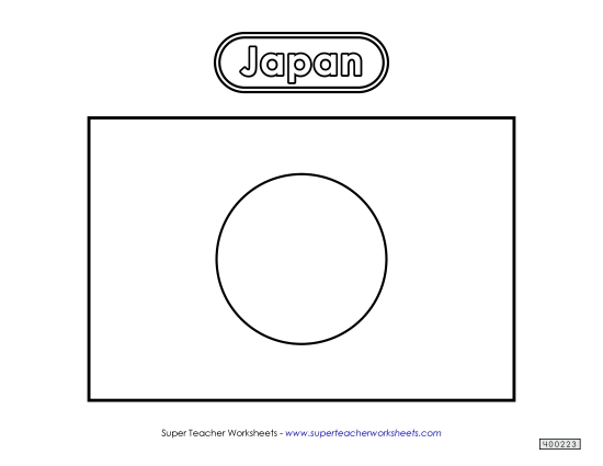 Flag - Japanese Flag (Black & White) (Printable PDF Worksheet)