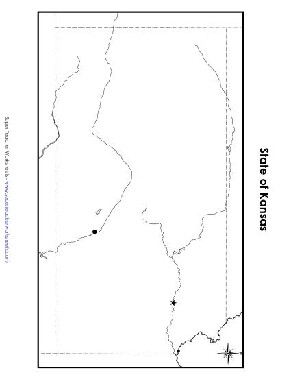 Maps - Kansas Map (Blank Cities) (Printable PDF Worksheet)