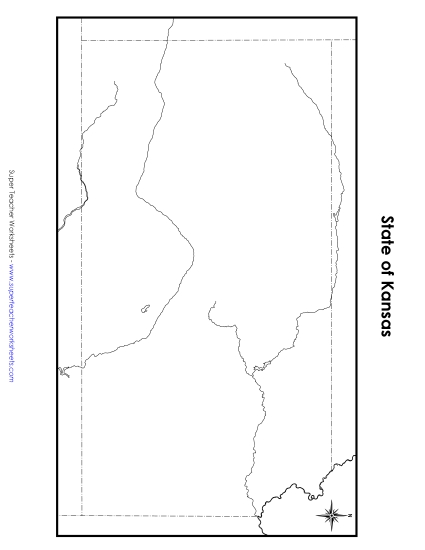 Maps - Kansas Map (Blank) (Printable PDF Worksheet)