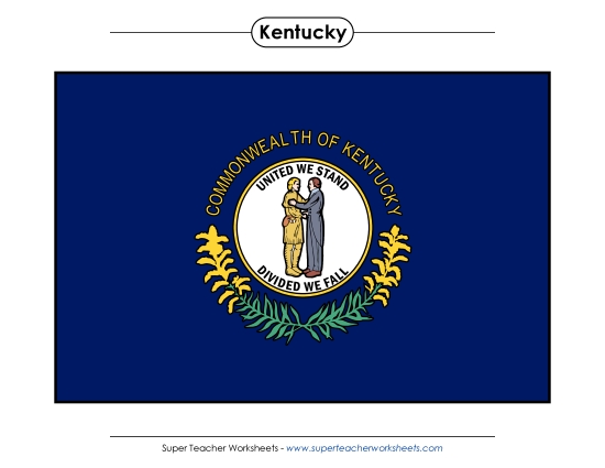 Flags & Seals - Kentucky State Flag (Full-Color Version) (Printable PDF Worksheet)