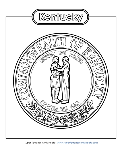 Flags & Seals - Kentucky State Seal (Black & White) (Printable PDF Worksheet)