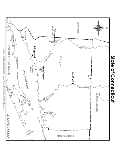 Maps - Labeled Connecticut Map (Printable PDF Worksheet)