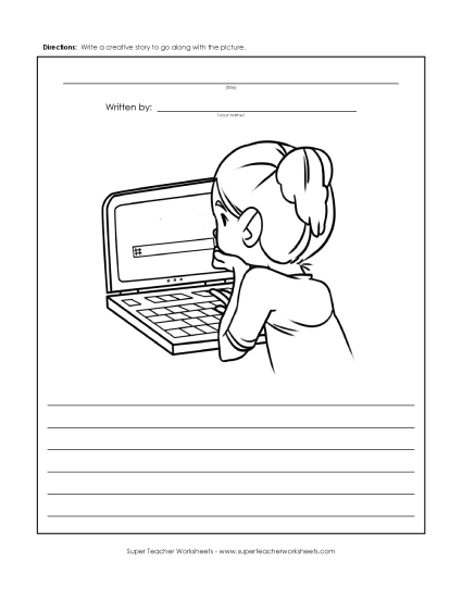 Story Pictures - Laptop Girl (Printable PDF Worksheet)