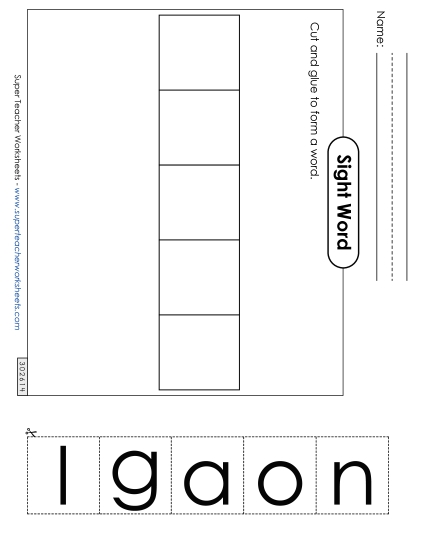 Large Cut-and-Glue: Along (Printable PDF Worksheet)