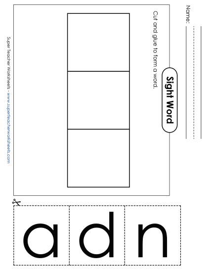 Large Cut-and-Glue: And (Printable PDF Worksheet)