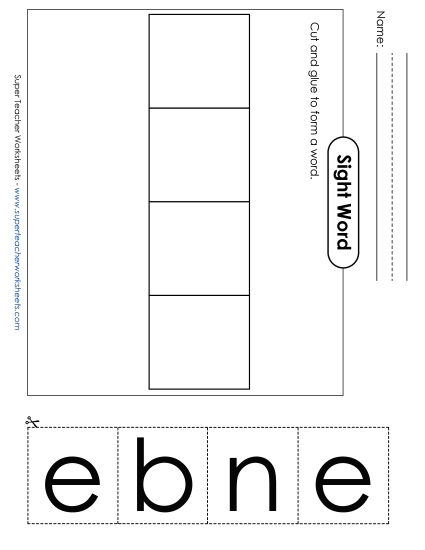 Large Cut-and-Glue: Been (Printable PDF Worksheet)
