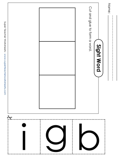 Large Cut-and-Glue: Big (Printable PDF Worksheet)