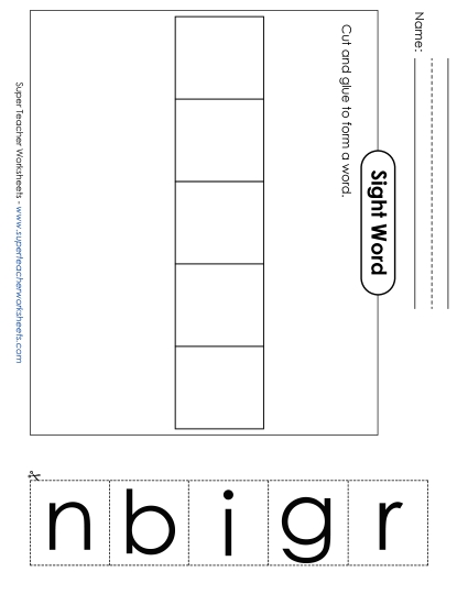 Large Cut-and-Glue: Bring (Printable PDF Worksheet)
