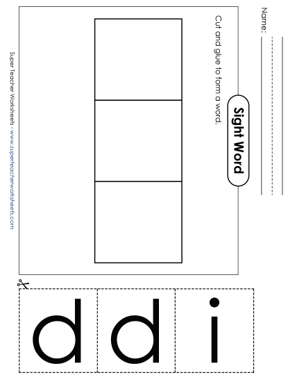 Large Cut-and-Glue: Did (Printable PDF Worksheet)