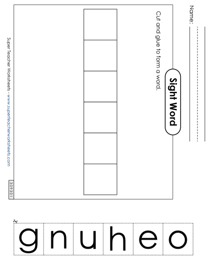 Large Cut-and-Glue: Enough (Printable PDF Worksheet)