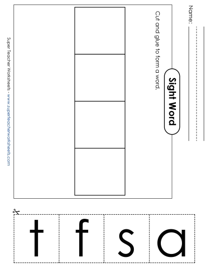 Large Cut-and-Glue: Fast (Printable PDF Worksheet)