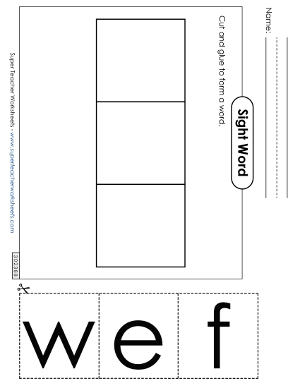Large Cut-and-Glue: Few (Printable PDF Worksheet)