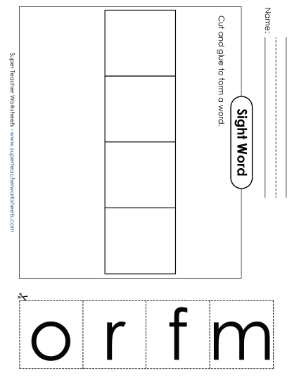 Large Cut-and-Glue: From (Printable PDF Worksheet)