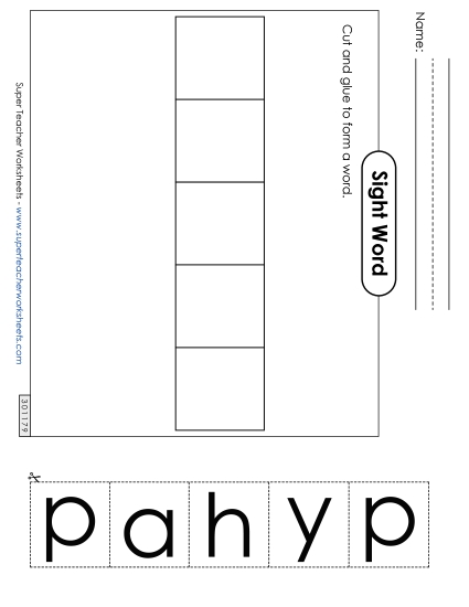 Large Cut-and-Glue: Happy (Printable PDF Worksheet)