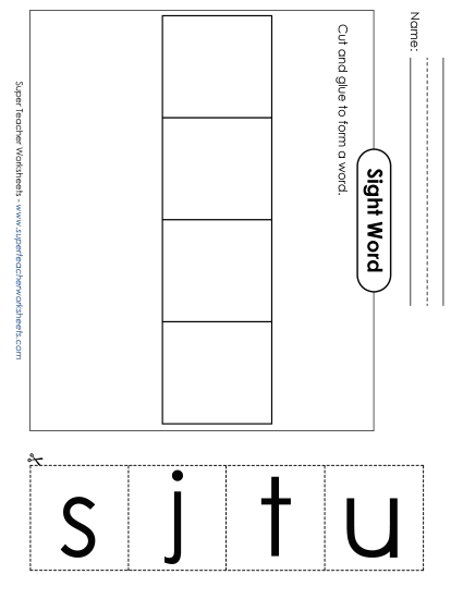 Large Cut-and-Glue: Just (Printable PDF Worksheet)