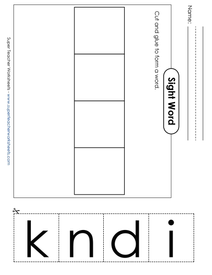 Large Cut-and-Glue: Kind (Printable PDF Worksheet)