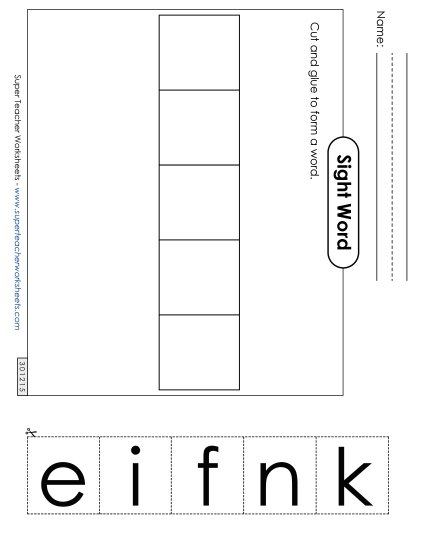 Large Cut-and-Glue: Knife (Printable PDF Worksheet)