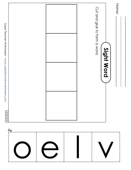 Large Cut-and-Glue: Love (Printable PDF Worksheet)