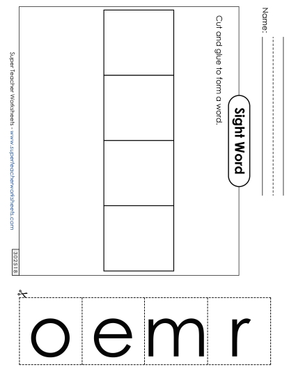 Large Cut-and-Glue: More (Printable PDF Worksheet)