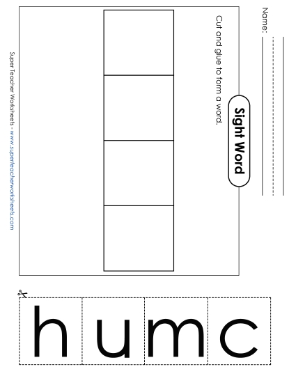 Large Cut-and-Glue: Much (Printable PDF Worksheet)