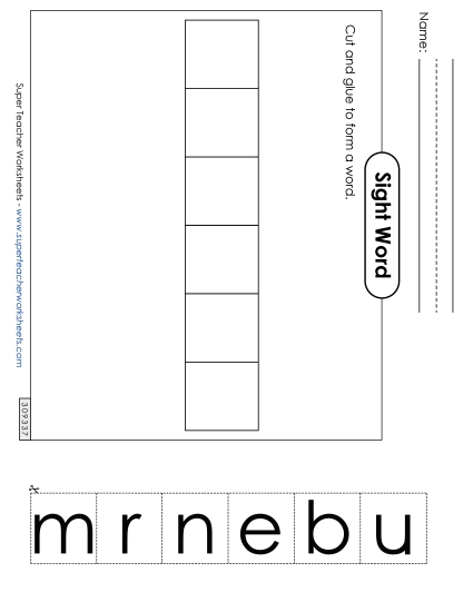 Large Cut-and-Glue: Number (Printable PDF Worksheet)