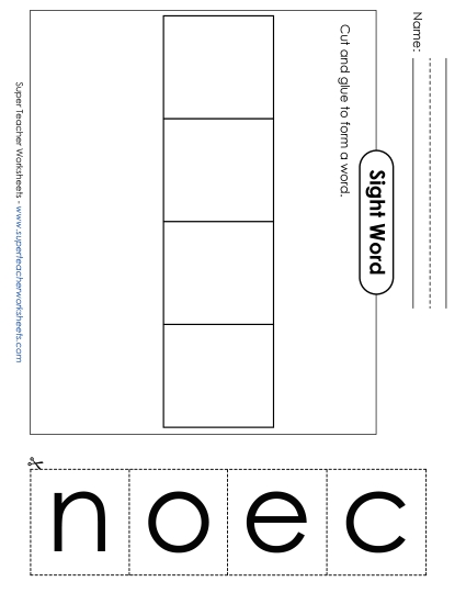 Large Cut-and-Glue: Once (Printable PDF Worksheet)