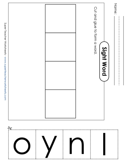 Large Cut-and-Glue: Only (Printable PDF Worksheet)