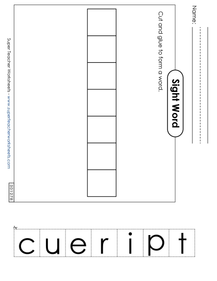 Large Cut-and-Glue: Picture (Printable PDF Worksheet)