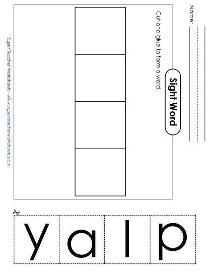 Large Cut-and-Glue: Play (Printable PDF Worksheet)