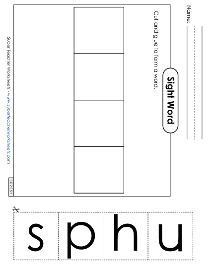 Large Cut-and-Glue: Push (Printable PDF Worksheet)