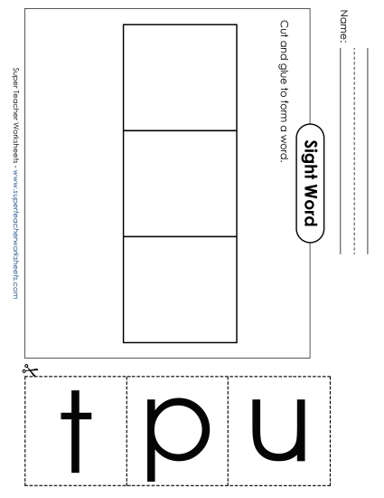 Large Cut-and-Glue: Put (Printable PDF Worksheet)