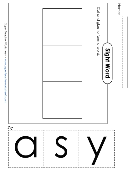 Large Cut-and-Glue: Say (Printable PDF Worksheet)