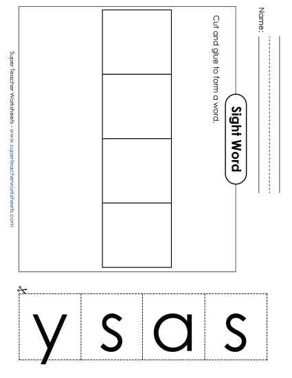 Large Cut-and-Glue: Says (Printable PDF Worksheet)
