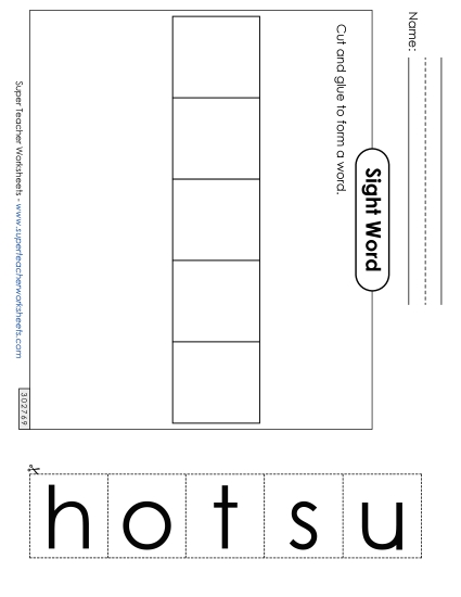 Large Cut-and-Glue: Shout (Printable PDF Worksheet)