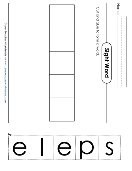 Large Cut-and-Glue: Sleep (Printable PDF Worksheet)
