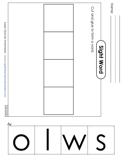 Large Cut-and-Glue: Slow (Printable PDF Worksheet)