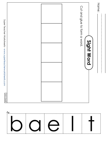 Large Cut-and-Glue: Table (Printable PDF Worksheet)