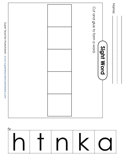 Large Cut-and-Glue: Thank (Printable PDF Worksheet)