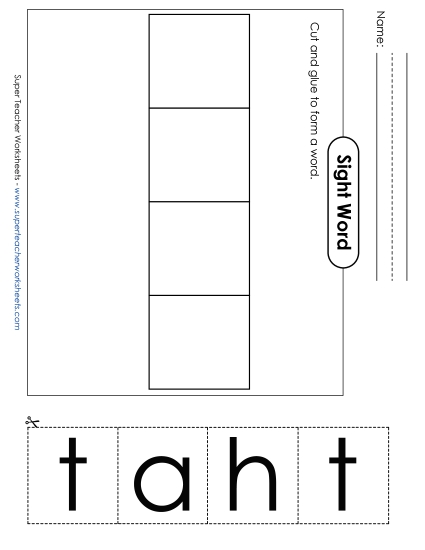 Large Cut-and-Glue: That (Printable PDF Worksheet)