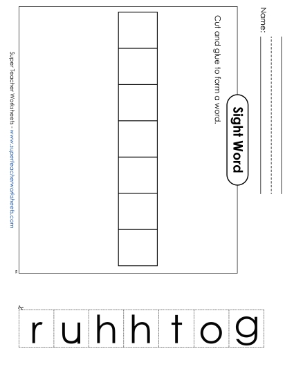 Large Cut-and-Glue: Through (Printable PDF Worksheet)