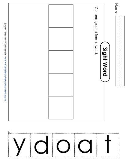 Large Cut-and-Glue: Today (Printable PDF Worksheet)