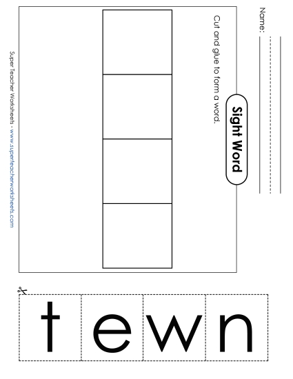 Large Cut-and-Glue: Went (Printable PDF Worksheet)