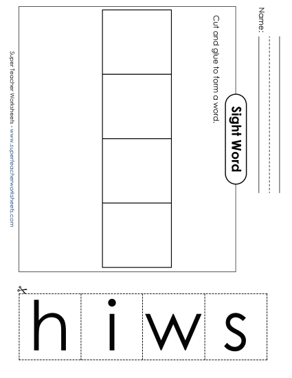 Large Cut-and-Glue: Wish (Printable PDF Worksheet)