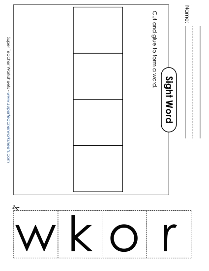Large Cut-and-Glue: Work (Printable PDF Worksheet)