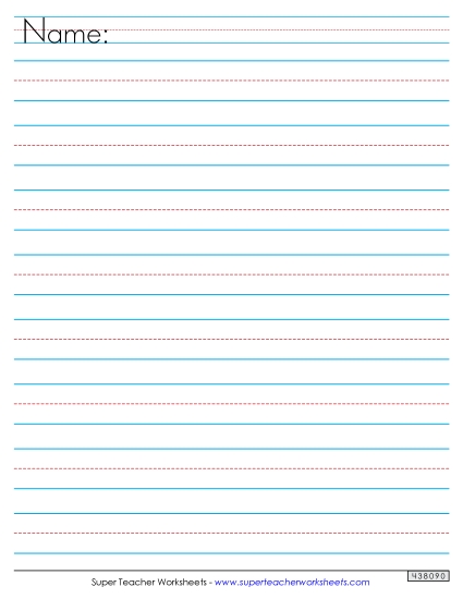 Primary Writing Paper - Large Dotted Lines (Name Line) (Printable PDF Worksheet)
